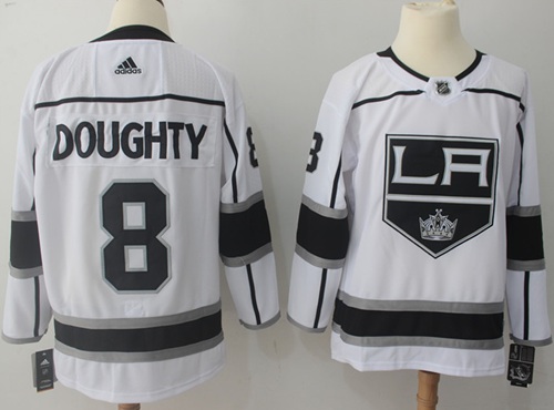 Adidas Kings #8 Drew Doughty White Road Authentic Stitched NHL Jersey